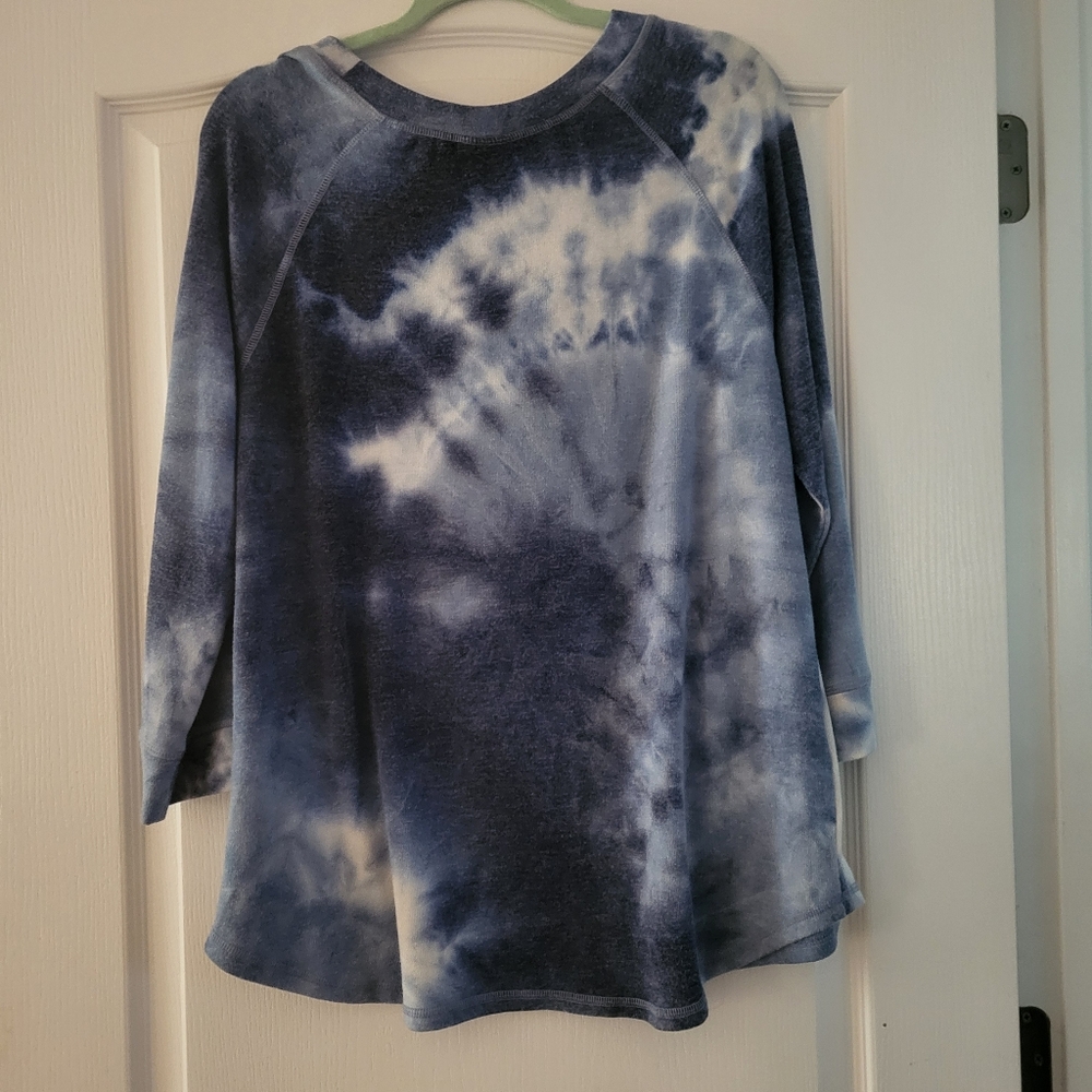 Ruby Road Lg blue Knit Tie Dye Tunic - Picture 5 of 5